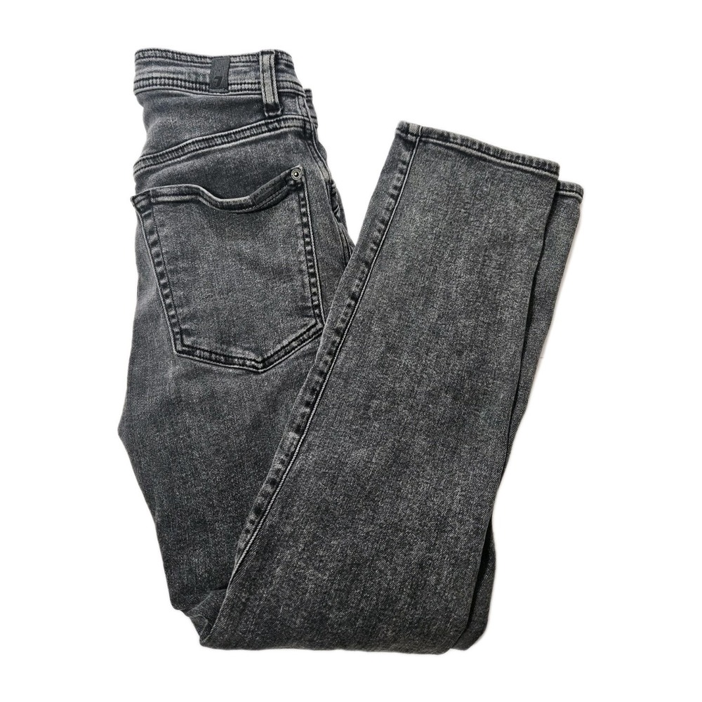 7 For All Mankind Luxe Vintage Straight Jeans Size 26 Gray Fabric Stretch Womens